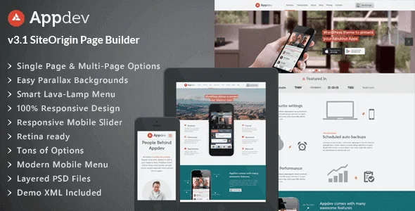 Appdev – Mobile App Showcase Wordpress Theme featured image