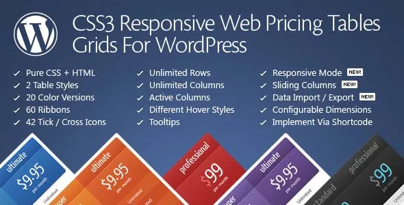 CSS3 Compare Pricing Tables for WordPress featured image