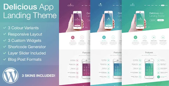 Delicious – Responsive App Landing Wordpress Theme featured image