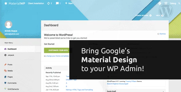 Material Wp – Material Design Dashboard Theme featured image