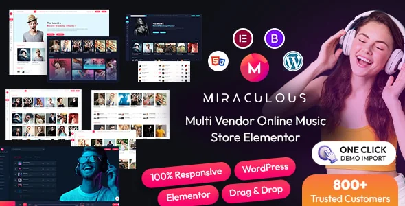 Miraculous - Multi Vendor Online Music Store Elementor WordPress Theme featured image