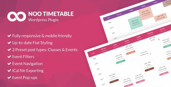 Noo Timetable – Responsive Calendar & Auto Sync Wordpress Plugin featured image
