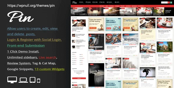 Pin – Pinterest Style Personal Masonry Blog Front-End Submission featured image