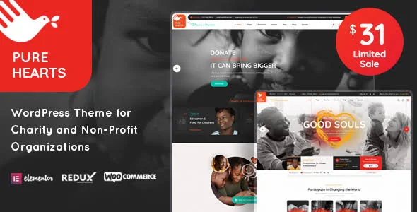 Pure Hearts - Charity & Nonprofit WordPress Theme featured image