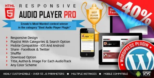 Responsive Html5 Audio Player Pro Wordpress Plugin featured image