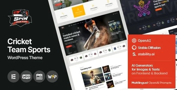 Spin - Cricket Team Sports WordPress Theme + AI featured image