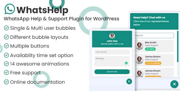 WhatsApp Chat Support Pro WordPress Plugin featured image