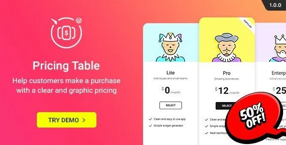 Wordpress Pricing Table Plugin featured image