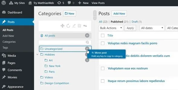 WordPress Real Category Management - Custom category term order / Tree view featured image